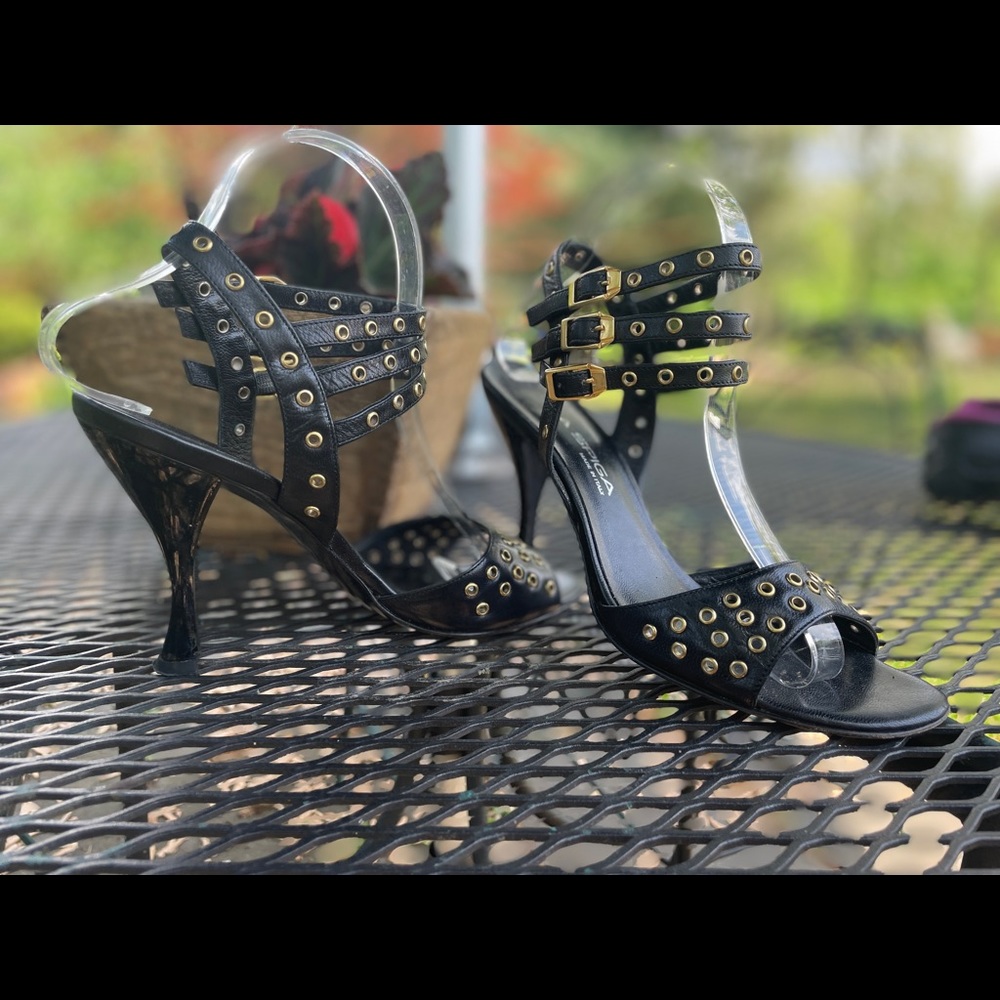 EUC - Via Spiga Sexy Strappy Heels with Eyelet Grommet Details - Picture 3 of 14